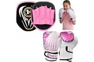 ONEX Boxing Gloves & Focus Pads Set – 6oz 4oz 2oz Gloves Hook & Jab Pads for Training, Kickboxing, Muay Thai, Punching, Sparring, MMA, Martial Arts, Taekwondo, Home & Gym Workout