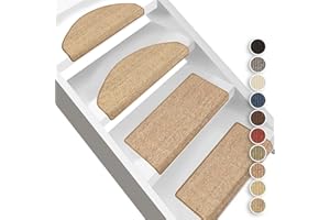 Floordirekt Pure Nature Sisal Stair Pads, Semi-Round or Rectangular Stair Pads in, Stair Rug Carpet Made of Natural, Robust Sisal Fibre (Cork, Rectangular with Lip 65 x 23,5 cm)