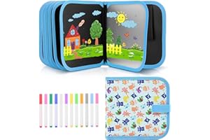 Mardiko Erasable Doodle Book, Double-Sided Kids' Drawing Writing Boards with 12 Colored Pens, Reusable Portable Drawing Pad, Toddler Toys for 2 3 4 5 6 7 8 Year Old Girls Boys, Animal