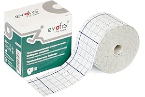 Evofis Fix Tape: Nastro salvapelle sportivo in TNT ipoallergenico e traspirante. Rotolo da 5cm x 10m bianco. Anche per proteggere la pelle nel bendaggio funzionale o fissaggio medicazioni e cateteri