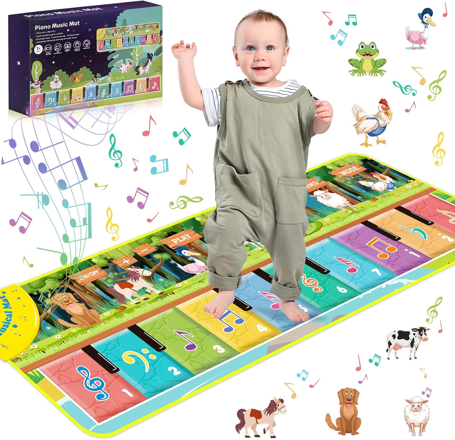 NCKIHRKK Alfombra Musical para Bebé, Alfombra de Música para Niños Pequeños, 110 x 36 cm, Alfombrilla de Juego de Música Niños y Niñas 3 4 5 6