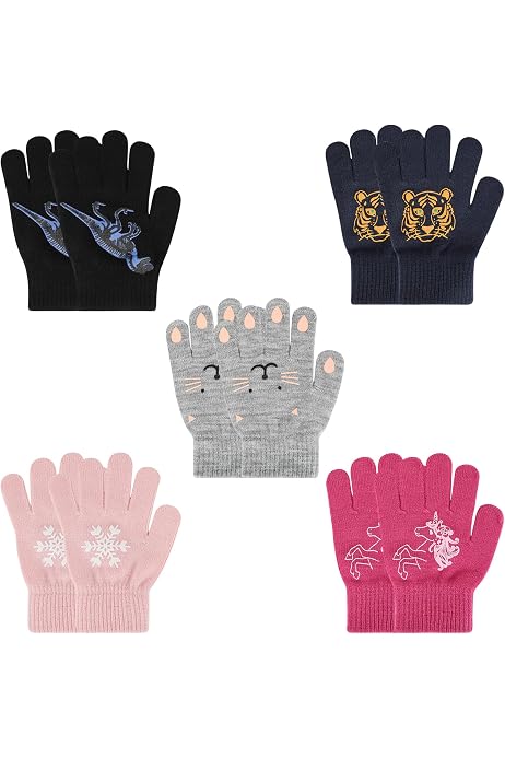 6 Paires De Gants Tricotés Enfant ZOCONE - Mitaines Chaudes Extensibles