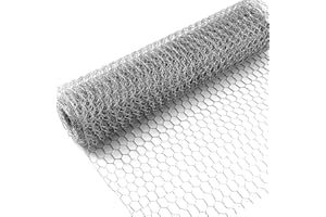 Muzhira Chicken Wire Mesh, 35cm x 6m Galvanized Hexagonal Garden Netting Fencing, for Pet Poultry Animal Rabbit Chicken Fencing/DIY Craft and Home Decoration