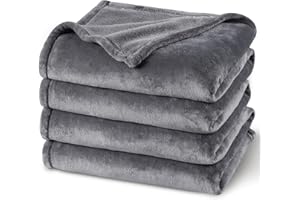 PHF Ultra Soft Fleece Blanket Super King Size 230x270cm, No Shed No Pilling Luxury Plush Cozy Flannel 280GSM Lightweight Throw Blanket for Bed, Couch, Chair, Sofa Suitable for All Season, Grey