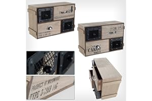 DRULINE Mini Kommode Holz - Kommödchen - Kommode mit Schubladen - Schubladenbox - Holz Natur/schwarz/Silber - B/H/T ca. 30 x 22 x 13 cm - mit 4 Schubladen - Vintage Style