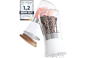 Hannah's Homebrand - Salzmühle für grobes Salz - Pfeffermühle Keramikmahlwerk ohne Inhalt (2er)