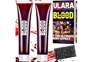 YULARA Faux Sang Maquillage Halloween pour Visage: Faux Sang Halloween Lavable Maquillage Enfant Halloween Professionnel Faux Sang Coagulé Maquillage Vampire Fake Blood, Fausse Plaie Cicatrice Sang Halloween