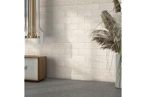 BeNice 3D Self Adhesive Wall Tiles Kitchen Mosaic Tile Stickers Travertine Stone Effect Bathroom Waterproof Peel and Stick(Beige,5sheets)