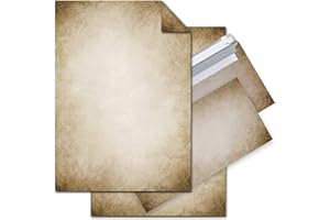 Logbuch-Verlag Pack de 25 hojas de papel de carta de estilo vintage con 25 sobres a conjunto DIN A4 - papel bonito para escribir