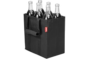 achilles Flaschentasche 6 Fächer je 1,5 Liter – Reißfester Flaschenkorb mit Klettband – Faltbarer Flaschenträger mit Trennwänden – Flaschen Einkaufstasche für Wasserflaschen, Wein und Bier – Schwarz
