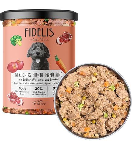 Bio Hundefutter mit Rind, Apfel, Karotte und Reis/Ebbi Inhalt: 400g  Hundenahrung im wiederverschliebarem Glas (4 x 400g) : Amazon.de: Haustier