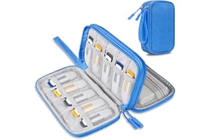 Lacdo USB Flash Drive Case Thumb Drive Holder Case Organizer Portable Electronic Accessories Storage Bag for SanDisk/SamData/Samsung USB Flash Drives Jump Drive Memory Stick, SD Card, Cable, Blue