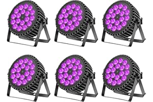 UKfog 200W 18 LED Par UV+RGB, DMX512 luce da discoteca,luce per feste, luce stroboscopica, modalità attiva, illuminazione DJ effetto luce per spettacolo feste, festival musicali, Halloween(6 PCS)