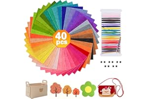 HGRGHH Set da 40 Fogli Feltro Colorato, Tessuto in Feltro in 40 Colori Diversi, 20 x 30 cm Morbido Foglio di Feltro in Poliestere per fai da te, Cucito Creativo, Artigianato e Decorazioni