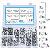 100 Pcs Hose Clips Adjustable 8-44mm Range, Stainless Steel Hose Clamps Assorted Kit, Water Pipes Hose Clamps Clips Assorted
