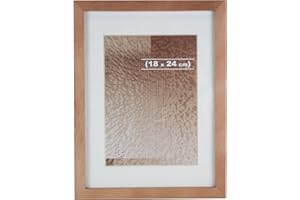 BD ART Ramka na zdjęcia z litego drewna, 18 x 24 cm, z passe-partout na zdjęcia 18 x 7 cali, brzozowy złoty brąz