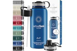 BEMAXX Stainless Steel Water Bottle with Straw & 3 Lids: 1 & 0,5L Leak-Proof BPA-Free Vacuum Insulated ACTIVE FLASK Drinking Bottles Hot Cold: Double Walled Outdoor Drink Thermo Mug Tea Coffee Sport Gym Bike