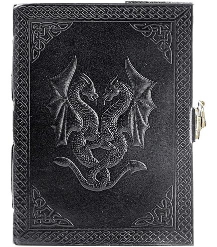 D&D Notebook/Notebook Journal - Unique 200 Page Book with 3D Bronze Dragon in Embossed Faux Leather with Pen. Accessories for Dungeons & Dragons, RPG, Dungeon Master. Fantasy Prop/DND Gift Ideas