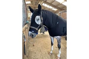 Snuggy Hoods Ltd Shiny Show Hood - Stretch Lycra Horse Hood - 2 Colours - 8 Sizes (Black, L - Zip)