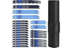 JOEJONI 34-częściowy zestaw brzeszczotów do piły szablastej, brzeszczoty do metalu i drewna, brzeszczoty do piły szablastej z torbą do przechowywania, akcesoria, piła szablasta, kompatybilne z Bosch