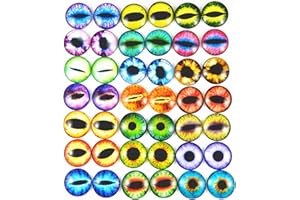 Julie Wang - Cabochons di vetro rotonde con motivo a occhio di drago assortite, per realizzare bambole e gioielli, Vetro, 18 mm