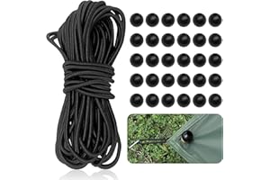 ANYUAN BOY Elastic Cord, 9m Bungee Straps with 30 Black Bungee Balls Elasticated Shock Cord for Stabilising Indoor and Outdoor Free to Cut the Length as Needed