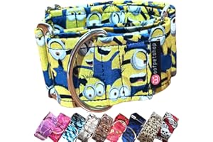 Woofpetshop® Collier Martingale, Collier pour chien petit, moyen, grand, collier pour chien idéal lévrier et podenco (5 cm - Taille S (34-44 cm), Minions)