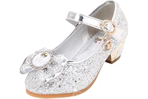 Vorkhuaeri Mädchen Prinzessin ELSA Schuhe Stöckelschuhe Kinder Glitzer Tanz Sneakers Prinzessin Kostüm Kinderschuhe für Dress Up Party Cosplay Hochzeit