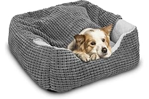 JOEJOY Rectangle Dog Bed Warm Hooded Puppy Bed for Large Medium Small Dogs, Luxury Super Soft Pet Cave Bed Medium Washable, Fits Up To 20/30/40/60lbs Pets