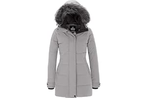 Wantdo Women’s Winter Long Quilted Winter Coat Puffer Warm Thicken Parka Classic Ladies Padded Jacket with Faux Fur Hood