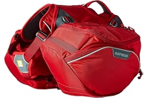RUFFWEAR Sac De Randonnée Pour Usage Intensif Pour Chien, 2 Poches à Eau 1L Comprises, Taille Ajustable, Rouge, Palisades Pack