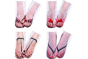 Vspek 4 Paio Calzini novità con stampa 3D per unghie, calzini divertenti infradito 3D, calzini sportivi casual, calzini in cotone colorato da donna, calzini divertenti a pantofola, Stampa Manicure