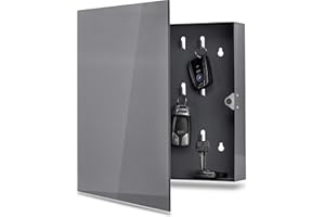‎BONSPORT bonsport Schlüsselkasten mit Glas Magnettafel - Memoboard inkl. 6 Magnete, 33x33x6,8 cm - anthrazit