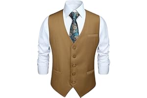 HISDERN Gilet da Abito da Uomo in Cotone Scozzese Formale da Cerimonia Nuziale da Uomo