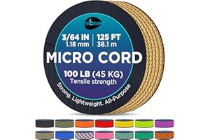 TECEUM MICRO PARACORDE : 1,18 mm d'épaisseur. Couleur : doré miel. Longueur : 38,1 m. Résistance à la traction : 45,35 kg. Fine, légère et résistante. Bobine compacte et pratique (77,98 mm x 77,98 mm).