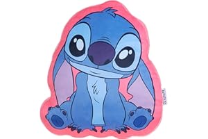 Disney Stitch Coussin Enfant Peluche 3D Canapé ou Lit, Coussins Décoratifs, Décoration Chambre Ado Fille Garçon - Cadeau Enfant (Bleu/Rose Stitch, L35 x W33)