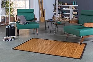 DE-COmmerce Bambusteppich Sensual Bambusmatte Läufer mit Bordüre rutschfest 140x200 cm