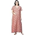 MomToBe Women's Cotton Maxi Maternity Nighty/Feeding Nighty/Pregnancy Night Gown/A-Line Nursing Nighty with Zippers for Nursing Pre and Post Pregnancy