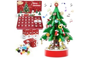 KONIJIWA Calendario Adviento 2024 Niños Bloques de Construcción de Árbol de Navidad con Caja de Música Calendario de Adviento 24 días Regalos para niños Niños Niñas de 3, 4, 5-7, 8-12 años