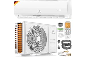 Kesser® Climatiseur mural split Quick Connect, de 12000 BTU (3,4 kW), avec fonction Wi-Fi/application, mode chauffage et refroidissement, tuyau en cuivre, réfrigérant R32 plus 1 matériel de montage