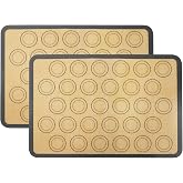 HOTUT Set of 2 Silicone Baking Mat for Macaroons, Rectangular Reusable Silicone Baking Mat 29.5 x 42 cm, Suitable for Pizza,