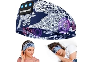 ink-topoint Sleep Headphones Soft Bluetooth 5.4 Headband Headphones for Sleeping & Sport,16 Hrs Playback Music Headphones with Ultra-Thin Speakers Microphones,Cool Tech Gadgets for Men Women