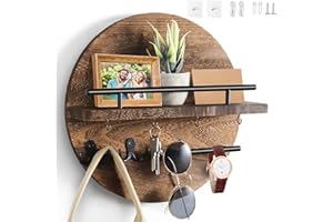 Dxiunove Portachiavi Muro,Legno Porta Chiavi Da Muro Per Casa,Portachiavi Da Parete Stile Rustico,Orbicolare Portachiavi Casaadatto Per Camere Da Letto, Corridoi, Cucine E Uffici (marrone)