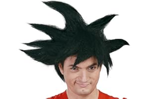 FIESTAS GUIRCA | Peluca Negra Guerrero (Talla Única) - Adulto Unisex - Peluca para Disfraces de Anime y Cosplay - Ideal para Halloween, Carnaval, y Fiestas de Disfraces - Negro