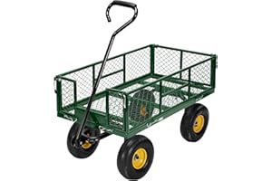 VIVOHOME Carrello da Giardino Portata Fino a 400kg Carrello per il Trasporto con Maniglia Regolabile per Festival Shopping Campeggio Giardino