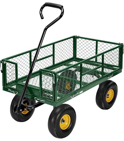 Carro De Jardín Grande De Metal - Carretilla Utilidad Pesada, Ideal Para Transporte De Sacos, Tierra, Herramientas