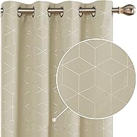 Deconovo Blickdicht Gardinen mit Ösen für Schlafzimmer Thermogardinen Blickdicht 114x132 cm Beige 2er Set