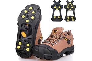 IRABEY Spikes für Schuhe Winter mit 10 Anti Rutsch Spikes, Schuhspikes Anzuziehen Einfach AnSchuhen, Geeignet Zum Wandern, Wandern, Eisfischen, Schnee, EIS Usw. Winterliche Outdoor AktivitäTen