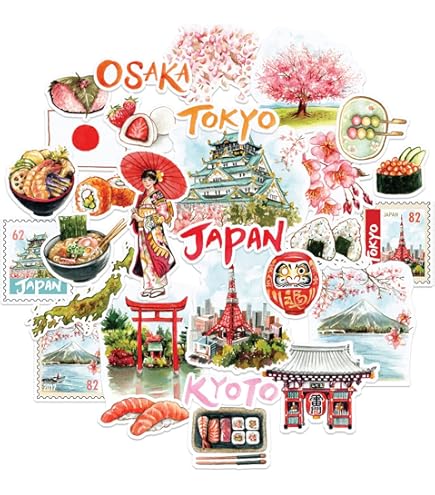 Supstick Set van 4 Japanse Vlag Stickers 6 x 4 cm