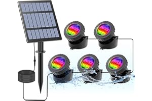 CORESLUX Solar Powered Pond Lights, Waterproof IP68 Submersible Lights with LED Color Changing Spot Light for Aquarium Tank Garden Pool Fountain Waterfall.